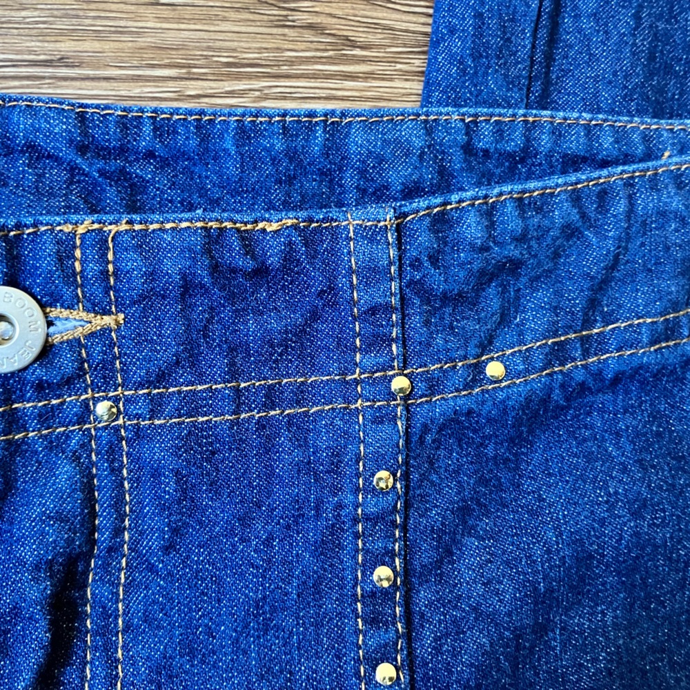Vintage '80s Carabella Boom Boom Studded Flare Jeans Blue Denim Cotton Medium - Picture 9 of 12